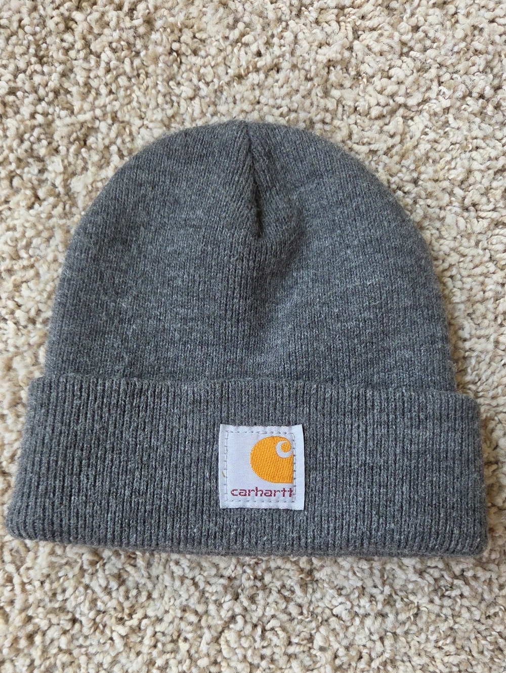 Child sized Charcoal Heather Carhartt Knit Cuffed Beanie